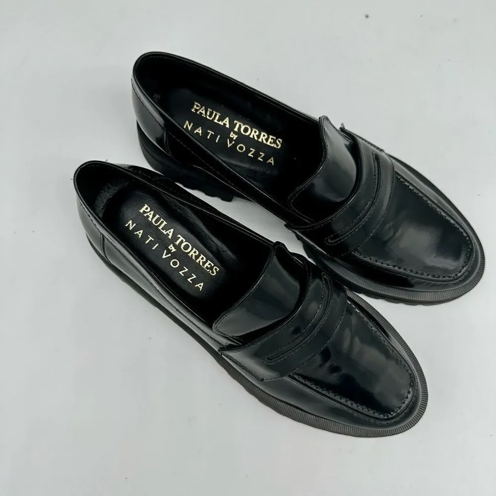 PAULA TORRES Glam Penny Loafer in Black